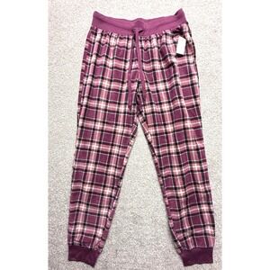 Aeropostale Womens Plaid Fleece Pajama Jogger Pants NWT Size M Purple Pink Black